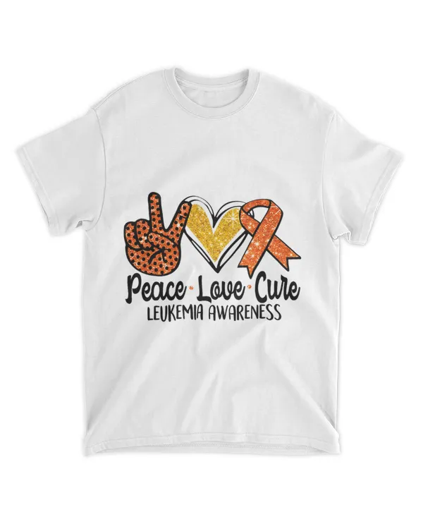 Peace Love Cure Leukemia Cancer Awareness Orange Ribbon