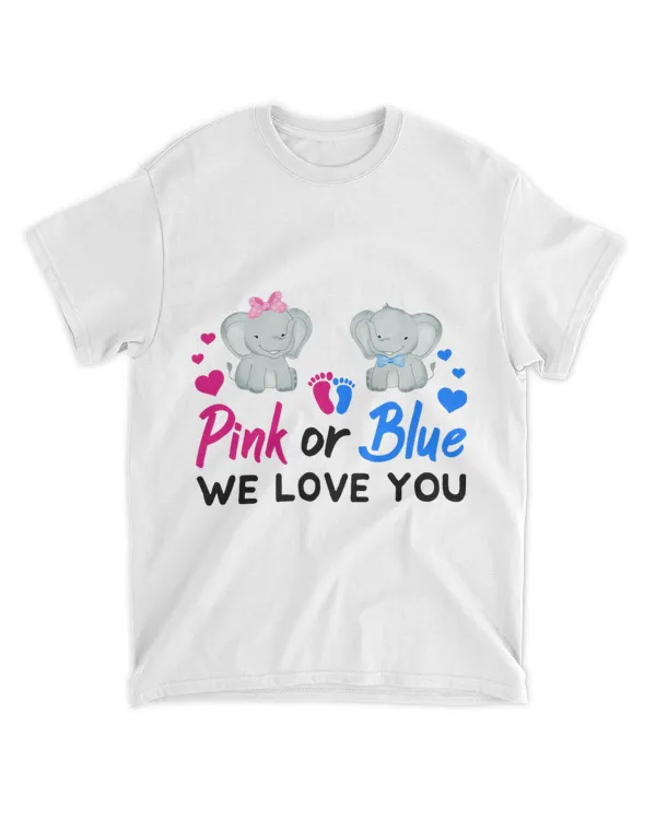 Pink or Blue We Love You Mom Dad Baby Gender Reveal Elephant