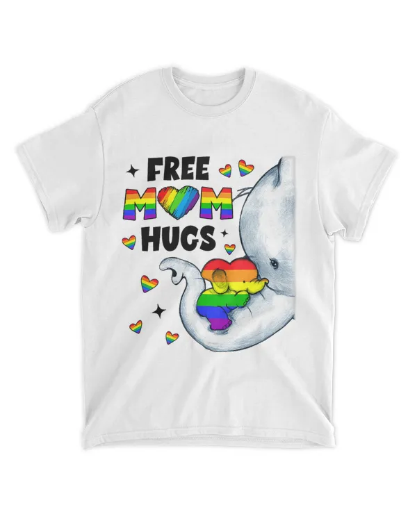 Free Mom Hugs Rainbow Elephant Lgbt Pride Month 22