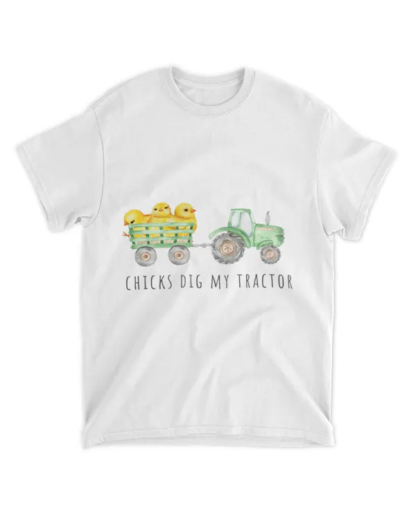 Happy Easter Day Funny Chicks Dig My Tractor