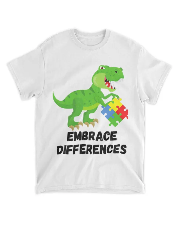 Autism Awareness T Rex Embrace Differences Puzzle