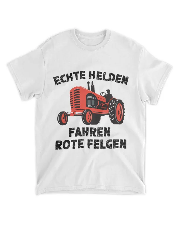 Farmers Real Heroes Driving Red Rims Tractor Gift
