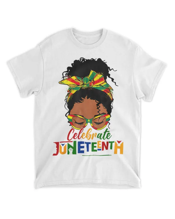 Juneteenth Celebrating 1865 Cute Black Girls Women Messy Bun