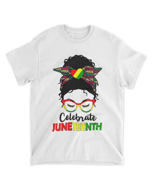 Celebrate Juneteenth 1865 Pride African American Women Afro Messy Bun