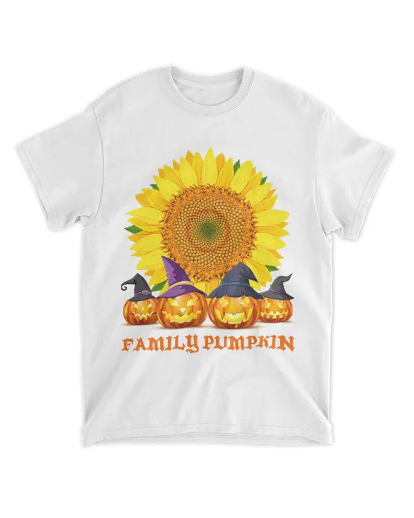MEMODTEE78 - Halloween Shirt - Sunflower and Witch Family of Pumpkin
