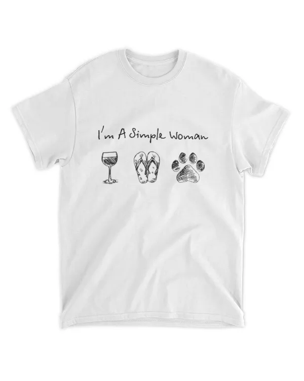 ETT2508 I'm A Simple Woman Wine Flip Flop Dog