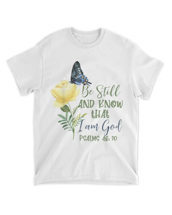 Christian Bible Verse Psalm 4610 Flower Butterfly