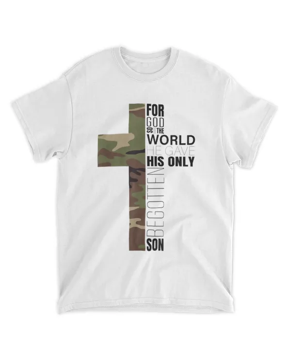Green Camo Christian Cross Gifts Men John 316 Bible Verse