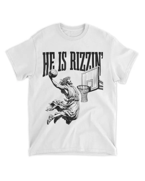 He Is Rizzin Basketball Jesus Retro Easter Christian