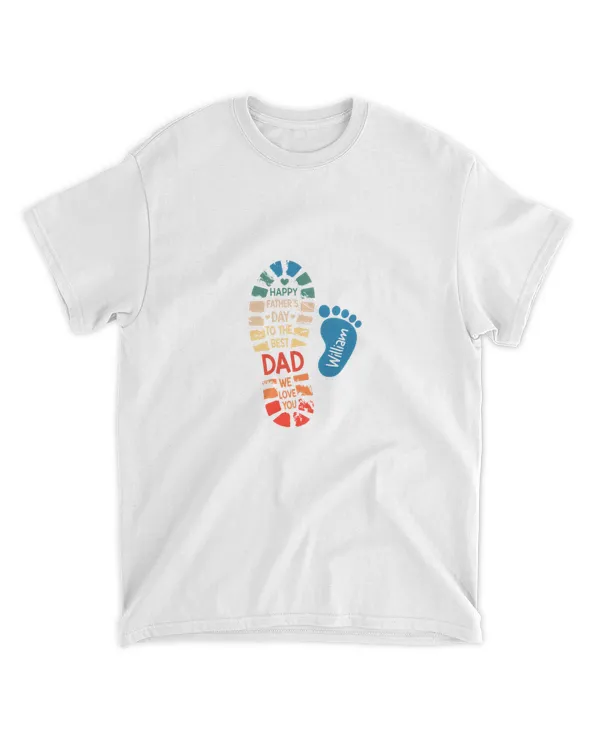 Personalised Dad T-Shirt – Customised Tee with Baby Footprints Design