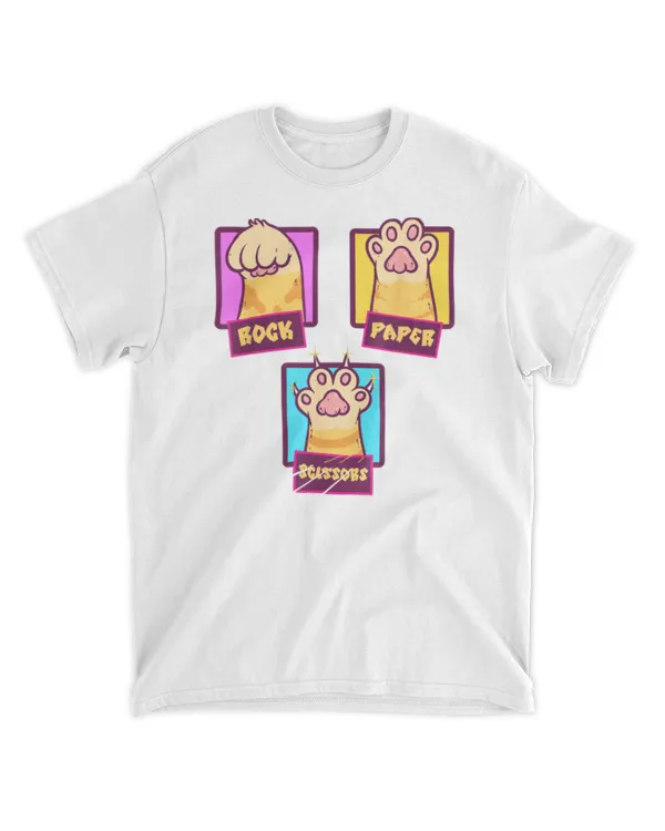 Rock Paper Scissors Cat Paws T-shirt Hand Game Funny Cat