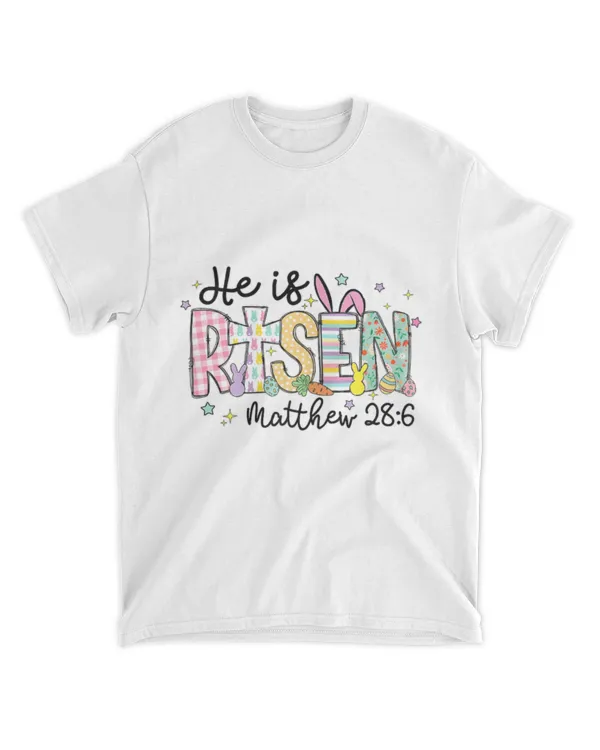 He Is Risen Jesus Christian Happy Easter Women Kids Girls T-shirt