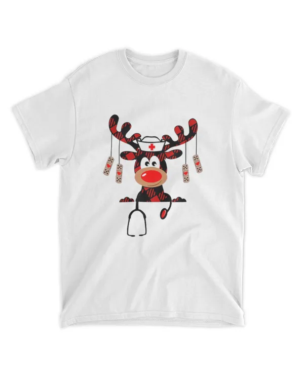 Christmas Reindeer Nurse Stethoscope Shirt