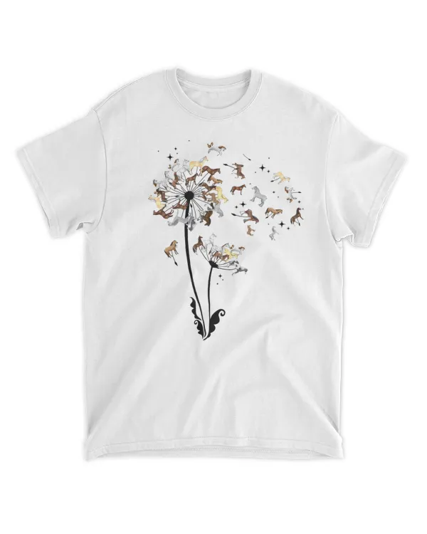 Horses Dandelion Funny Horse Animal Lovers Tee For Men Women T-Shirt