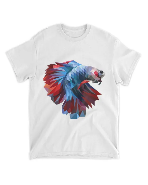 Womens Colorful Geometric Betta Fish Dad Mom Boy Girl Birth-day V-neck T-shirt
