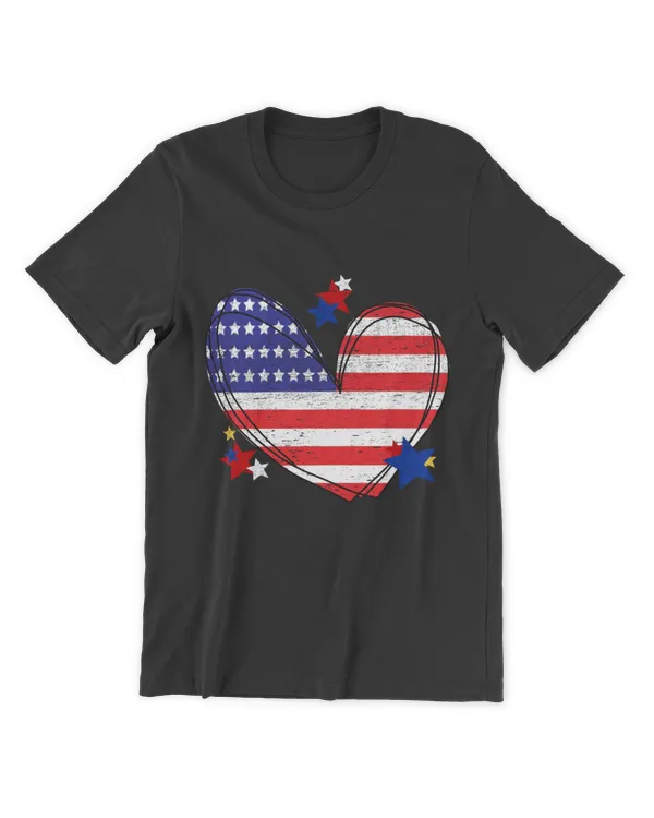 American Flag Heart Shirt