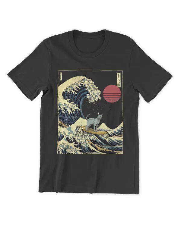 Russian Blue Cat Surfing The Great Wave