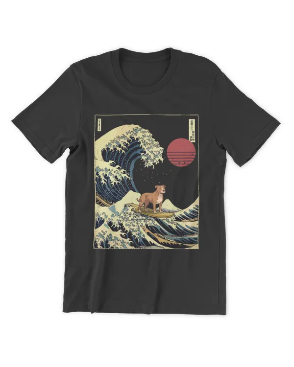 Staffordshire Bull Terrier Surfing The Great Wave