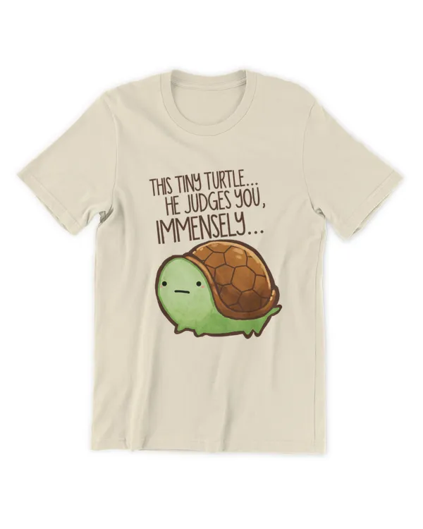 This tiny turtle he judges you, immensely - Lagana Beach T-shirt