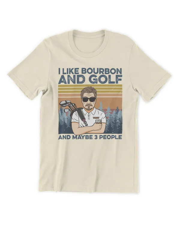 I Like Beer, Bourbon And Golf - Personalized Shirt - Gifts For Grandpa, Gifts Idea For Grandpa