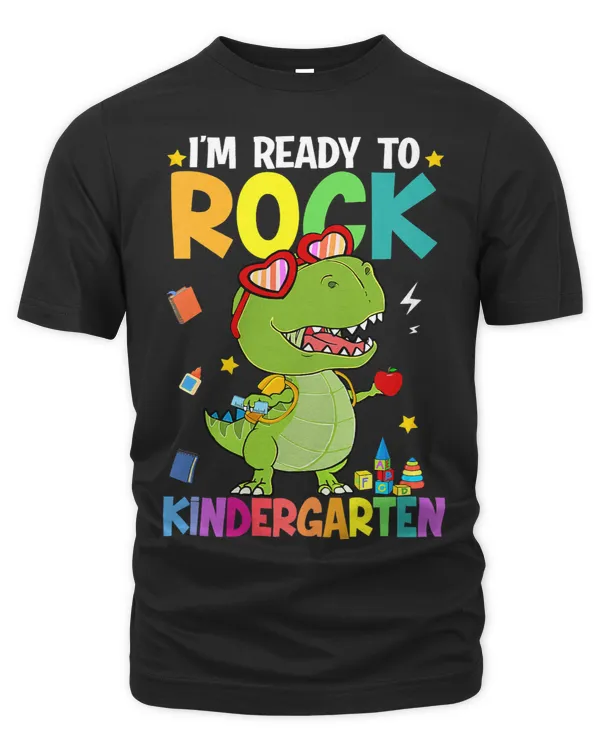 Kids Rock Kindergarten Boys Funny Back To School Dinosaur T Rex 3