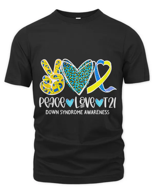Peace Love T21 Blue Presents Ribbon Down Syndrome Awareness