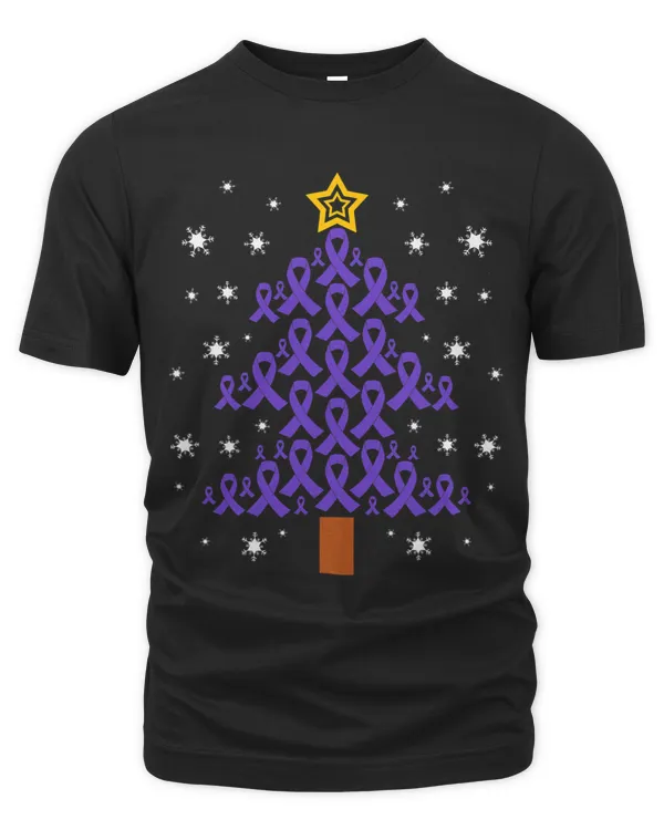 Purple Ribbon Xmas Tree Pancreatic Cancer Awareness Warrior