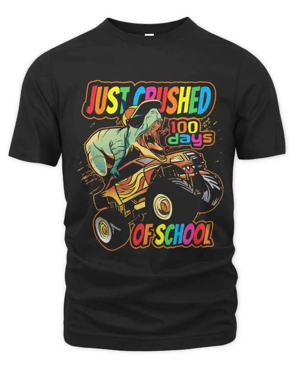 Funny School Tee Student Trex Monster Truck 100 Day School