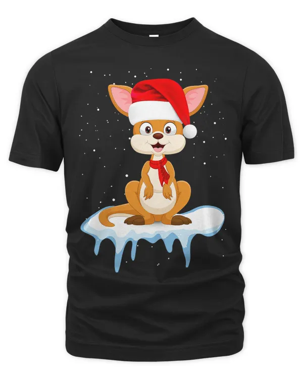Funny Kangaroo Christmas Santa Hat Snow Design Christmas Ka