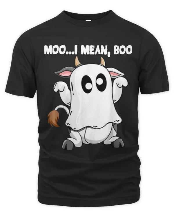 Ghost Cow Moo I Mean Boo Pumpkin Moon Halloween22