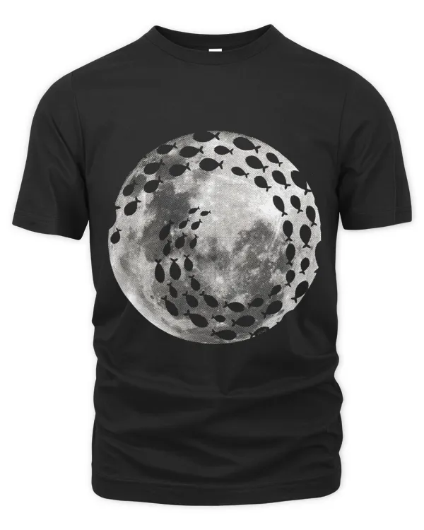 Fish in the moon silhouettes in the photo dot grid