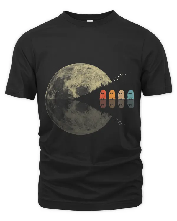 Funny Moon Ghost Retro Reflection Negative Space Halloween