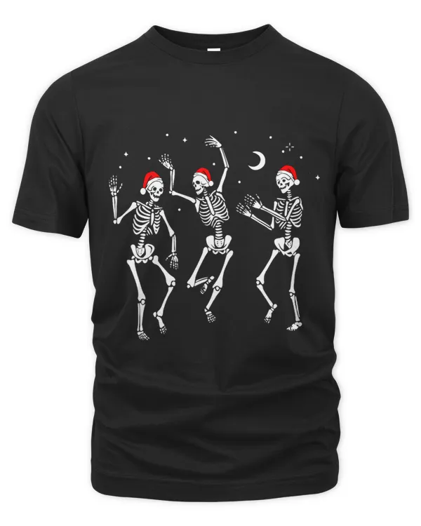 Funny Dancing Santa Skeletons Stars Moon Christmas Graphic