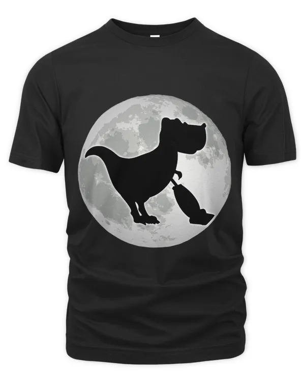 Funny Trex With Vacuum Cleaner On The Moon