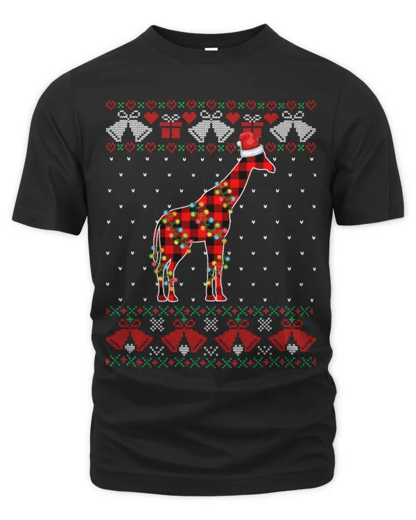 Funny Ugly Christmas Giraffe Animals Buffalo Red Plaid