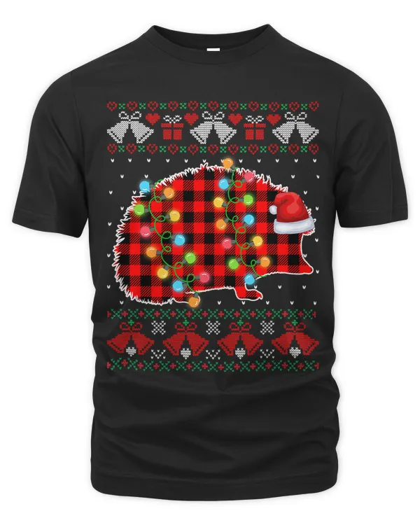 Funny Ugly Christmas Hedgehog Animals Buffalo Red Plaid