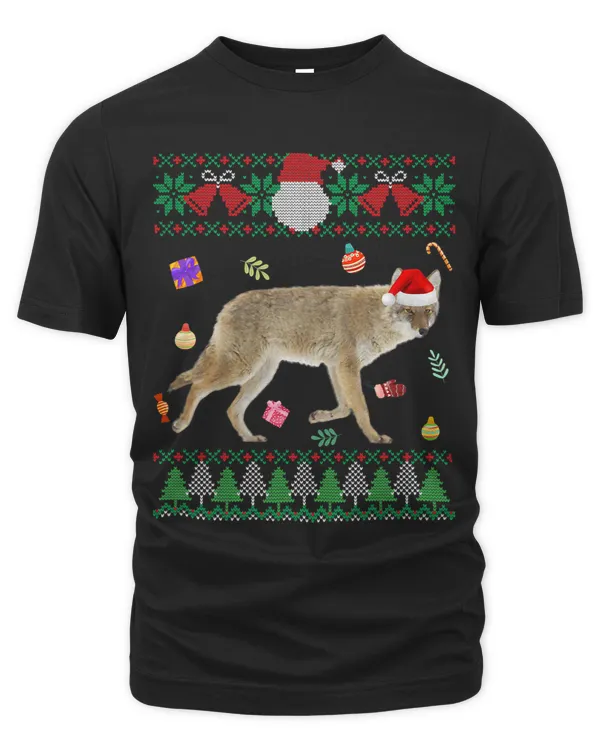 Funny Ugly Sweater Christmas Animals Santa Coyote Lover 1