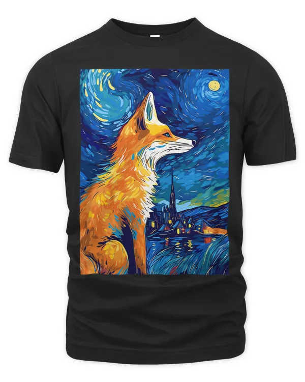 Fox Starry Night Painting Men Women Kids 1