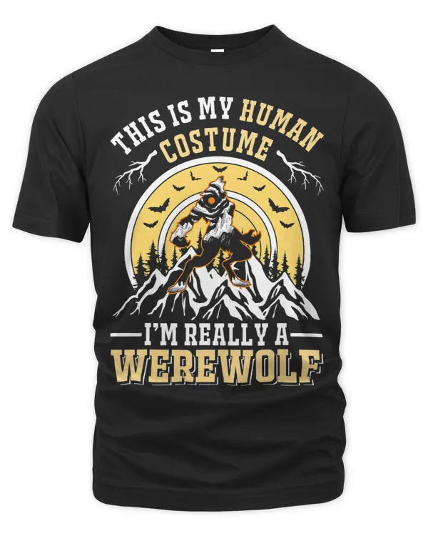 Funny Werewolf Costume Halloween Moon