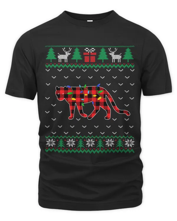 Panther Christmas Tree Lights Decoration Xmas Sweater Ugly