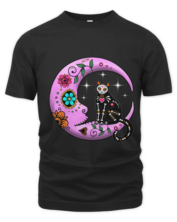 Sugar Skull Cat Moon Funny Dia de Los Muertos Day Of Dead