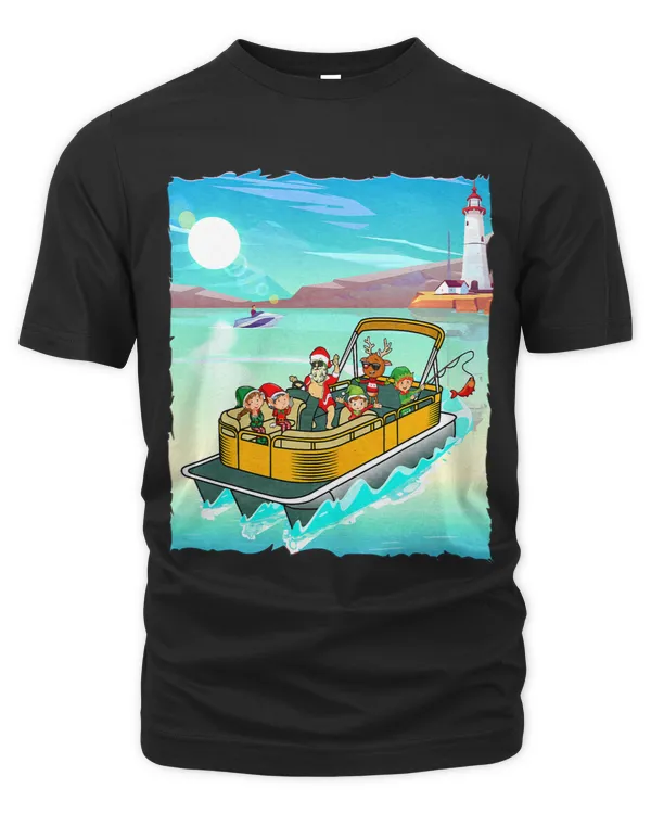 Pontoon Boat Christmas Party Captain Santa Elves Reindeer