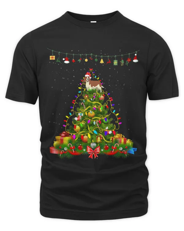 Christmas Tree Lights Springer Spaniel Dog Gift Lover Tee