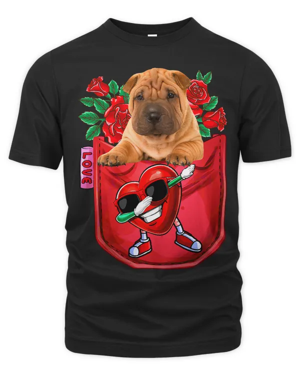 Shar Pei In Pocket Dabbing Heart Sunglasses Valentine Couple