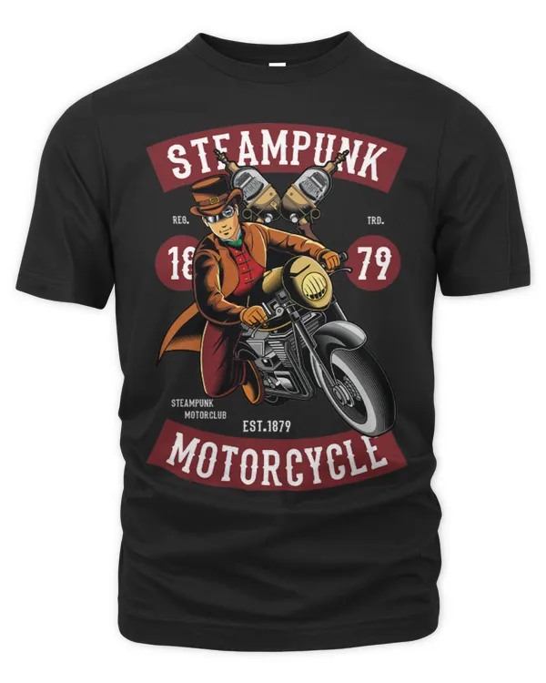 Steampunk Motorcycle Rider in Top Hat Goggles