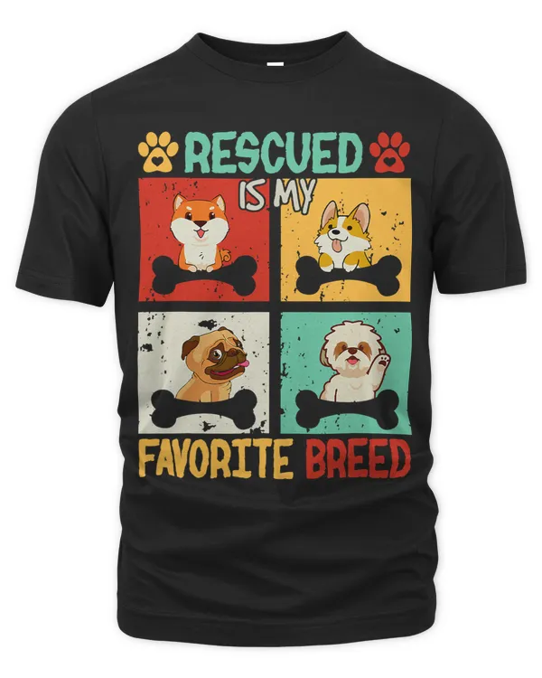 Vintage Retro Rescued Funny Favorite Breed Dogs Lover Owner