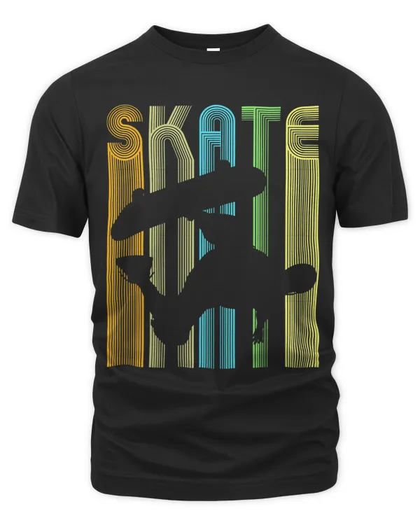 Vintage Retro Skater Silhouette Shirt Skate Boarding Tees