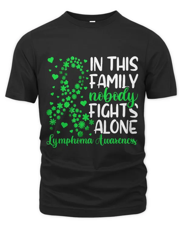 Family Lymphoma Cancer Tee Nobody Fights Alone Green Cancer