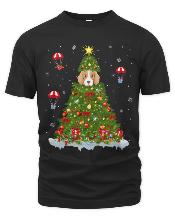 Xmas Tree Decorations Lights Santa Foxhound Dog Christmas