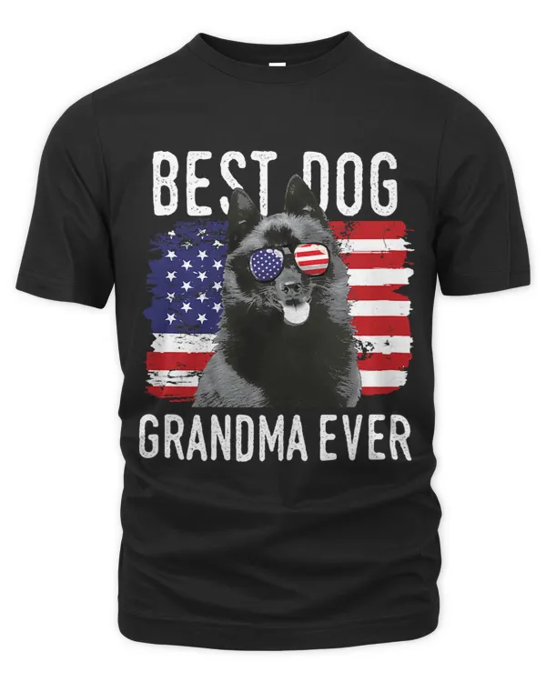 Womens American Flag Best Dog Grandma Ever Schipperke USA 24
